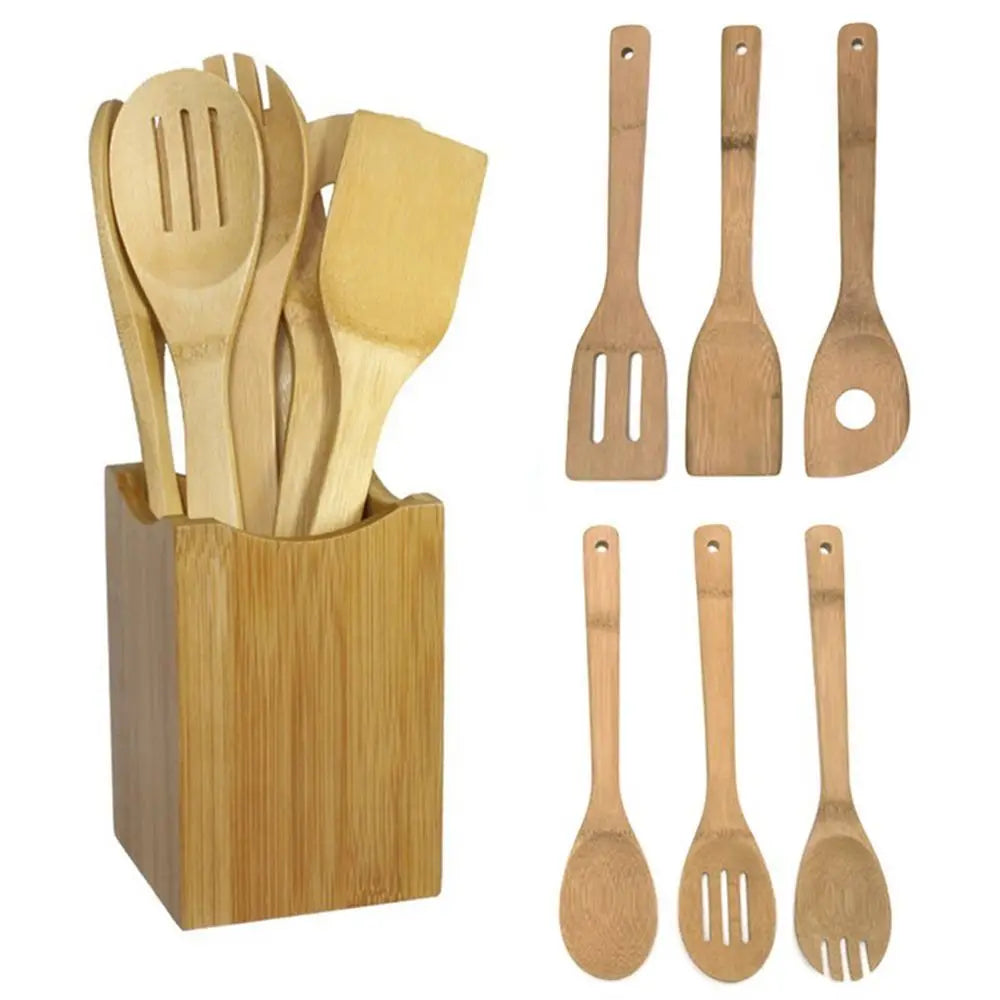 Portable Accessories 6Pcs/Set Kitchen Tools Bamboo Cooking Wooden