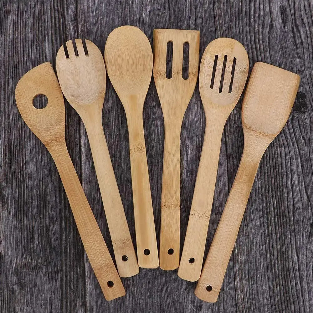Portable Accessories 6Pcs/Set Kitchen Tools Bamboo Cooking Wooden