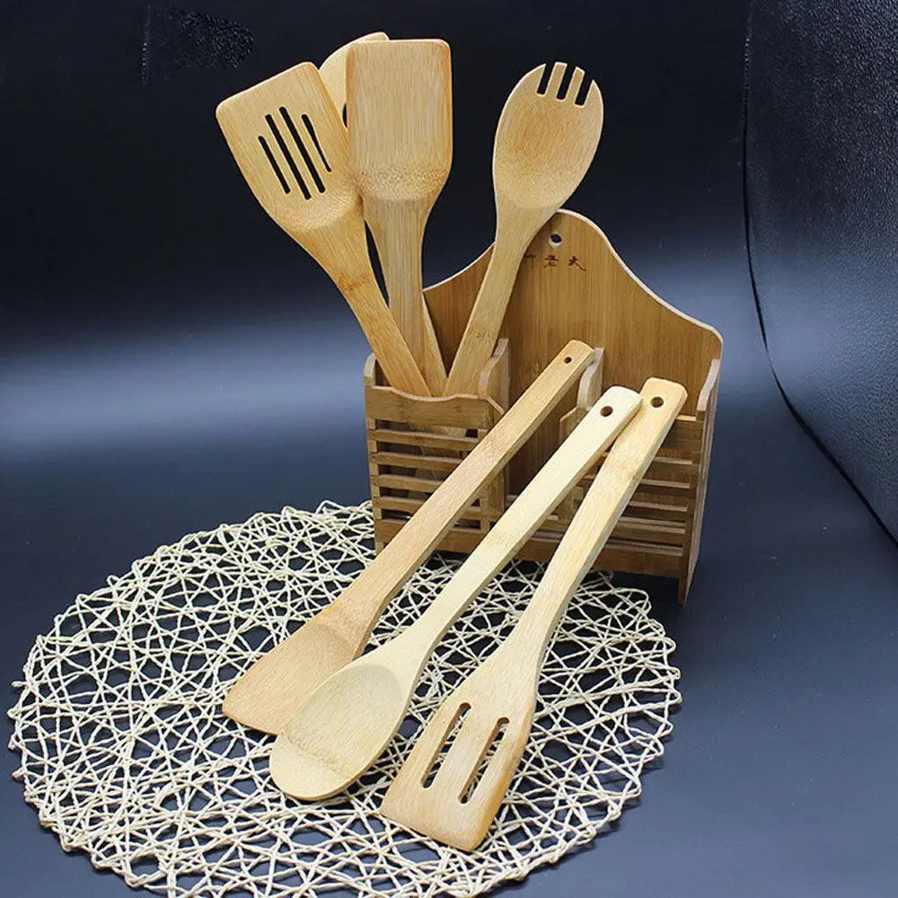Portable Accessories 6Pcs/Set Kitchen Tools Bamboo Cooking Wooden