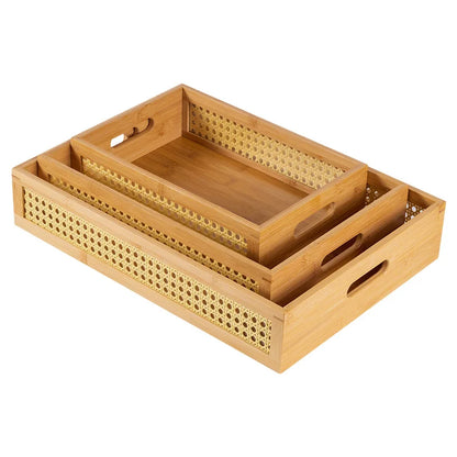 HeMu Bamboo Grid Side Storage Box Bedroom