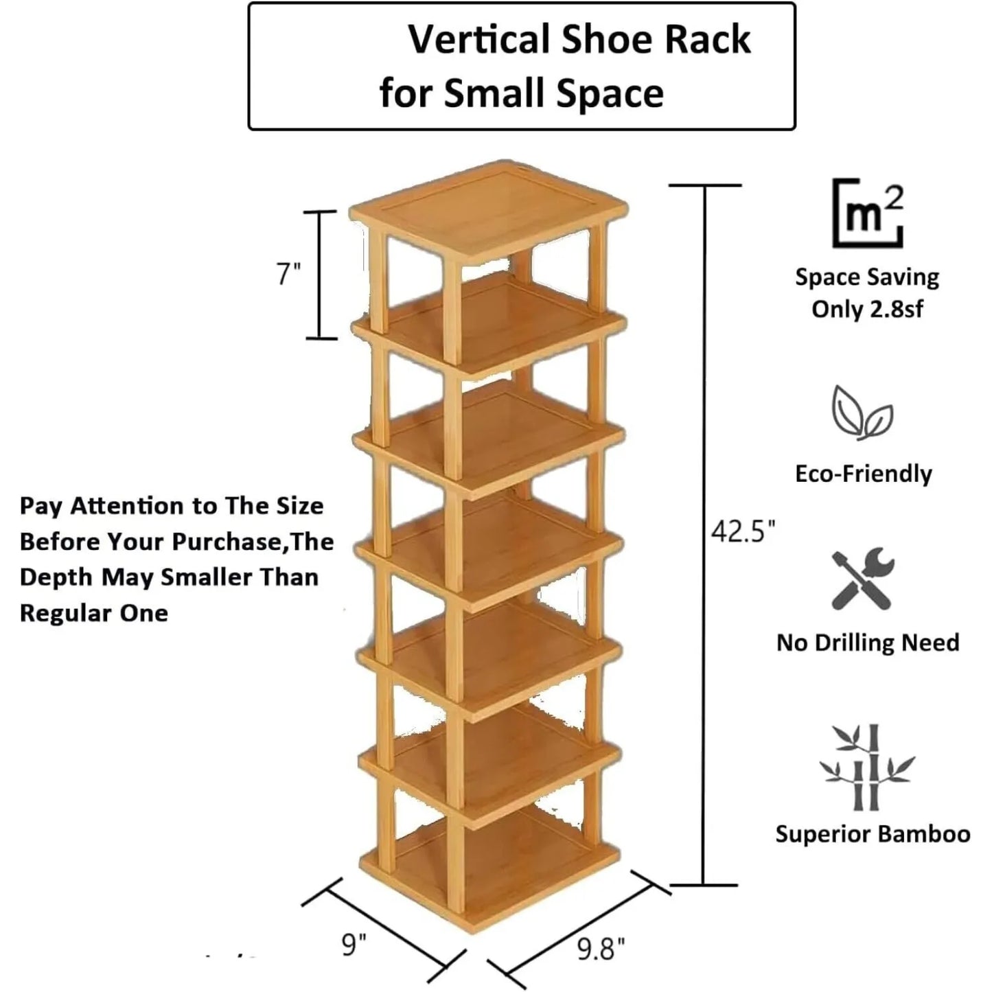 US Bamboo Shoe Rack Organizer Shelf for Tall