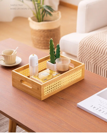 HeMu Bamboo Grid Side Storage Box Bedroom