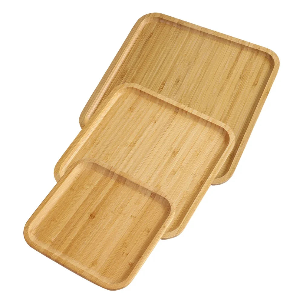 Bamboo Tray Storage Tray Square Tea Coffee Cup Tray Breakfast Plate