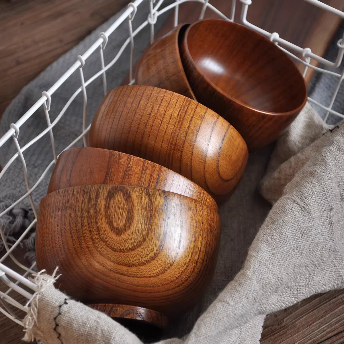 Japanese Wooden Bowls Jujube Wood Children Baby Adults Small Soup Bowls