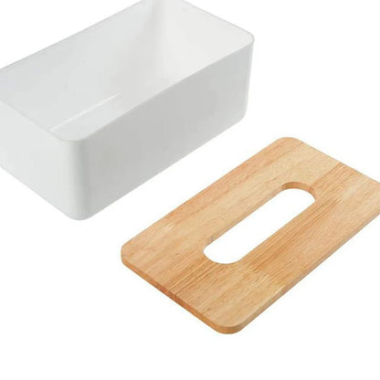 Wooden Tissue Box Napkin Holder Bamboo Lid