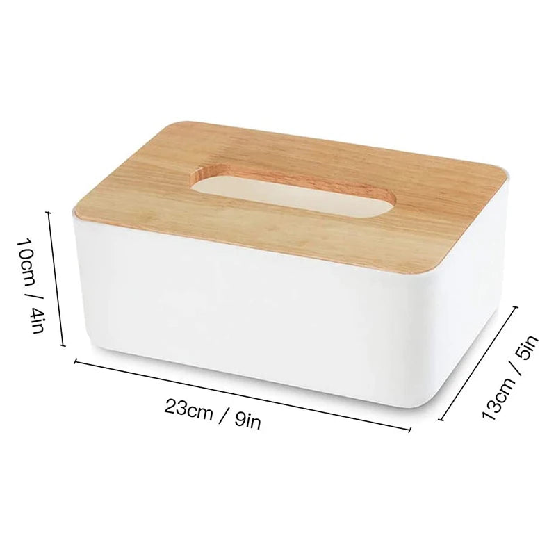 Wooden Tissue Box Napkin Holder Bamboo Lid