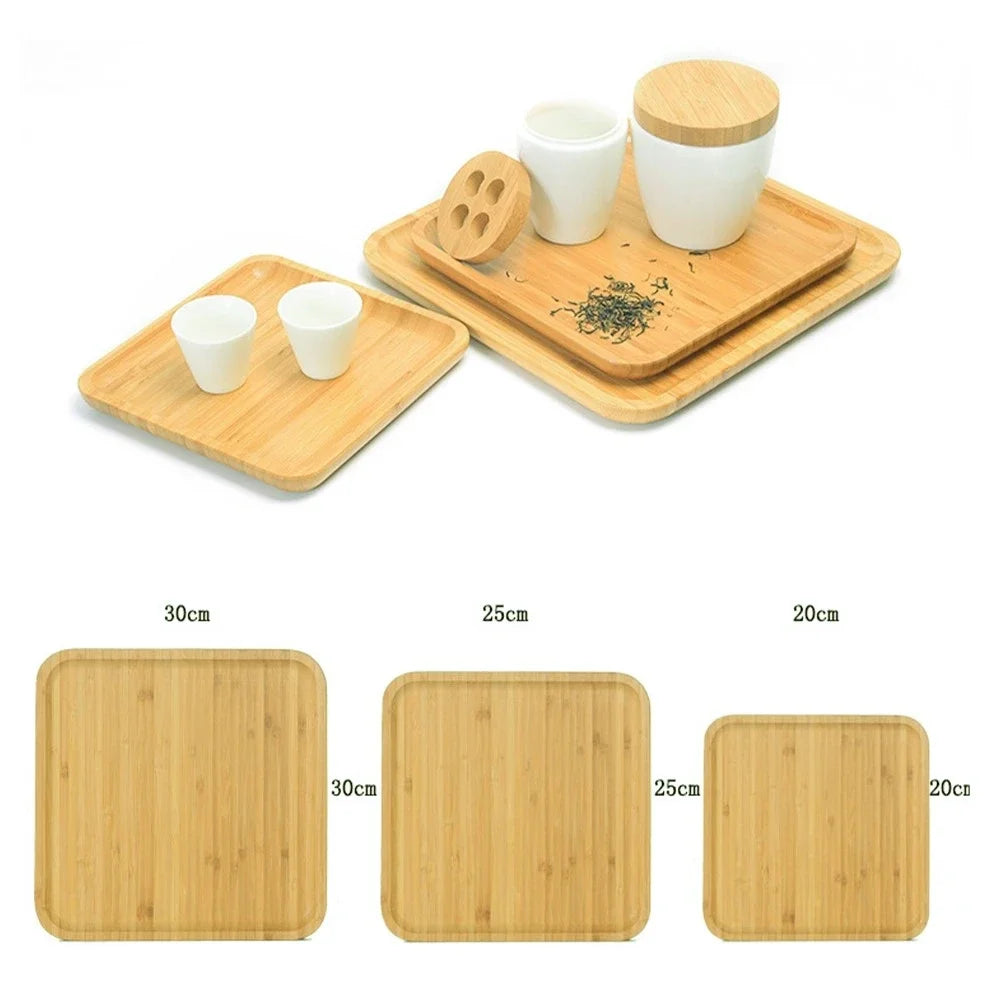 Bamboo Tray Storage Tray Square Tea Coffee Cup Tray Breakfast Plate