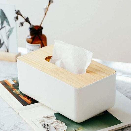 Wooden Tissue Box Napkin Holder Bamboo Lid