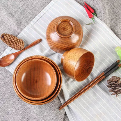 Japanese Wooden Bowls Jujube Wood Children Baby Adults Small Soup Bowls