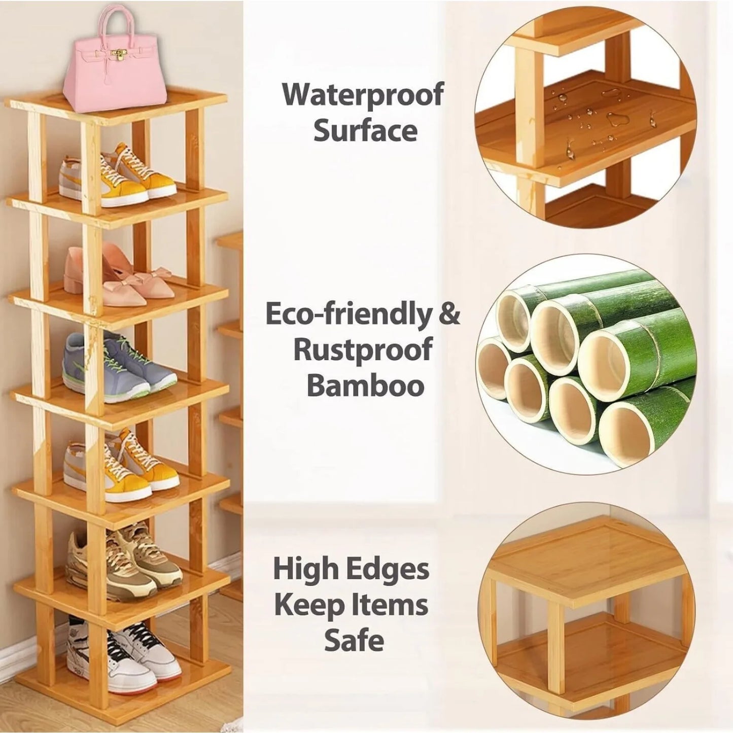 US Bamboo Shoe Rack Organizer Shelf for Tall