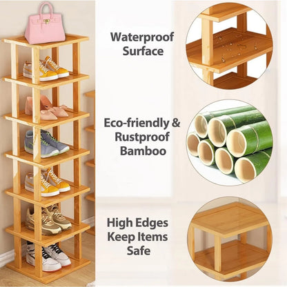 US Bamboo Shoe Rack Organizer Shelf for Tall