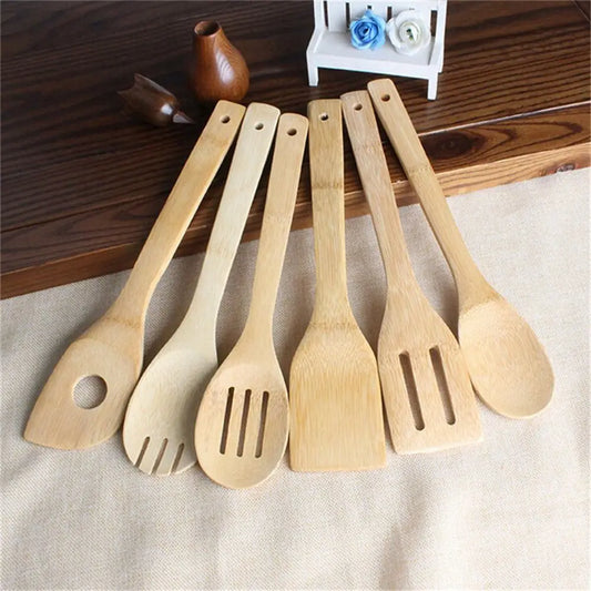 Portable Accessories 6Pcs/Set Kitchen Tools Bamboo Cooking Wooden