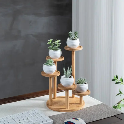 Bamboo Wood Tray Desktop Flower Rack Succul