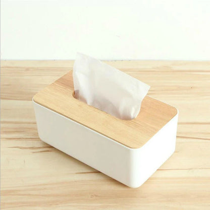 Wooden Tissue Box Napkin Holder Bamboo Lid