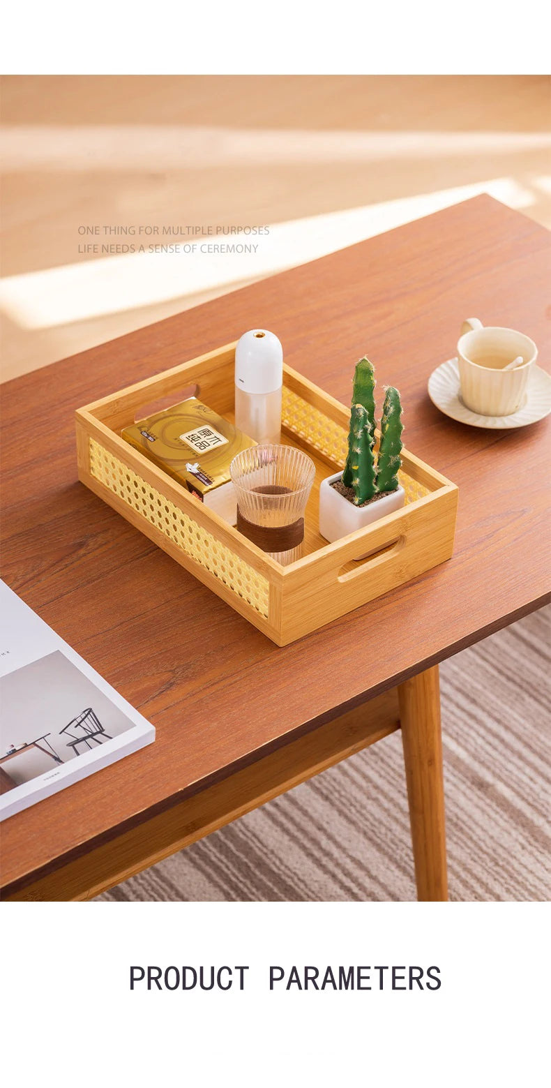 HeMu Bamboo Grid Side Storage Box Bedroom