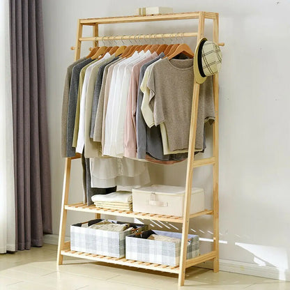 Bamboo Garment Coat Clothes Hanging Heavy