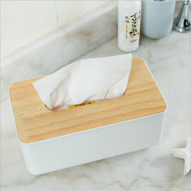 Wooden Tissue Box Napkin Holder Bamboo Lid