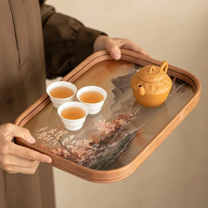 Chinese Style Glass Tray Tea Tray Small Pot Bear