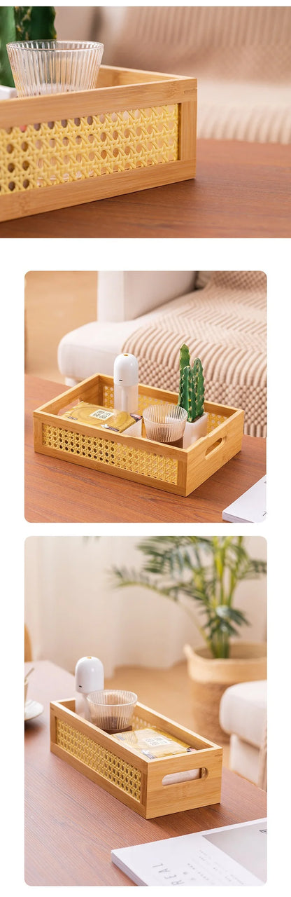 HeMu Bamboo Grid Side Storage Box Bedroom